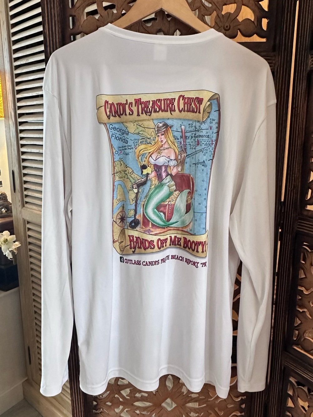 Pawleys Island, SC Mermaid Hands Off My Booty Long Sleeved Tee / T Shirt Top.